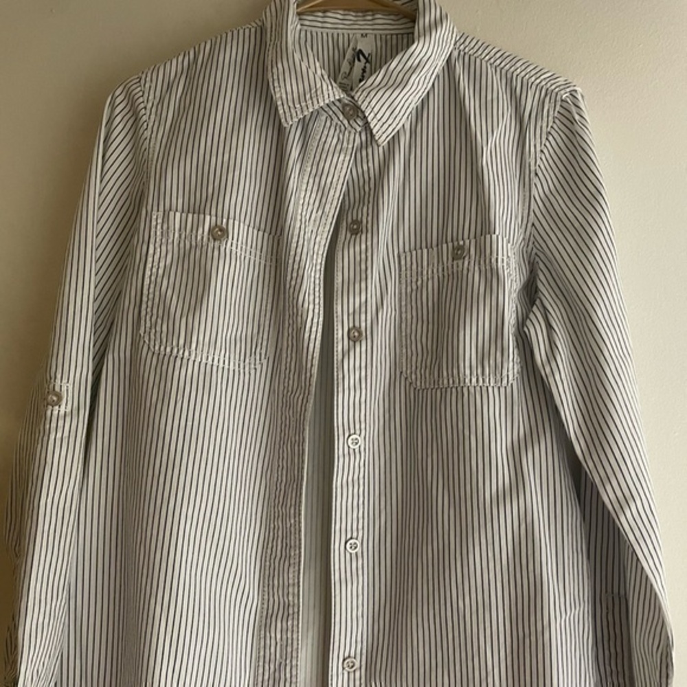 Seven7 Tops Seven7 Striped Cotton Blouse Size M